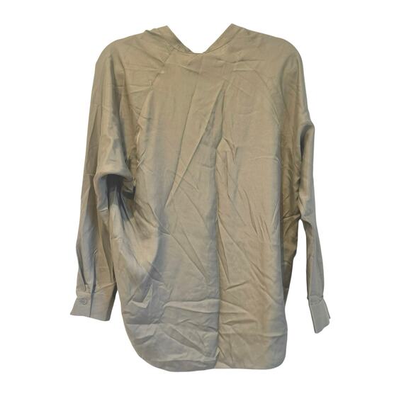 Vince Split Neck Silk Blend Tunic Blouse Long Sleeve Moss Green Size XS NWT - Picture 7 of 11